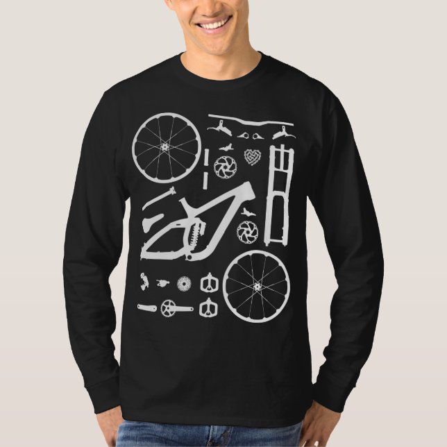 Downhill Mountain Bike Parts - Build a MTB T-Shirt (Front)