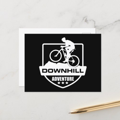 Downhill mountain biking holiday postcard