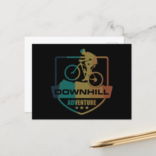 Downhill mountain biking holiday postcard