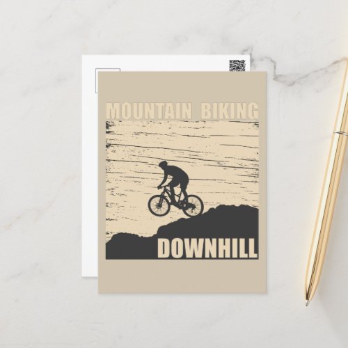 Downhill mountain biking postcard