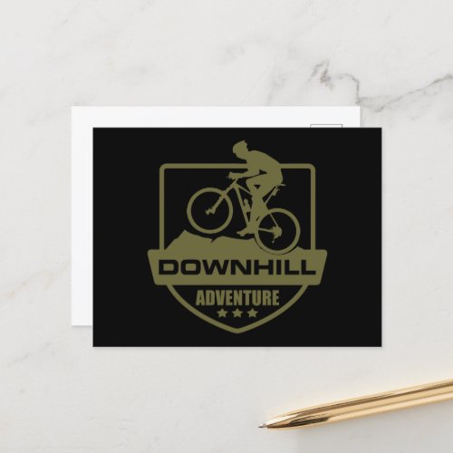 Downhill mountain biking postcard