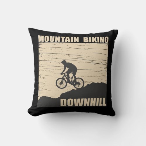 Downhill mountain biking throw pillow