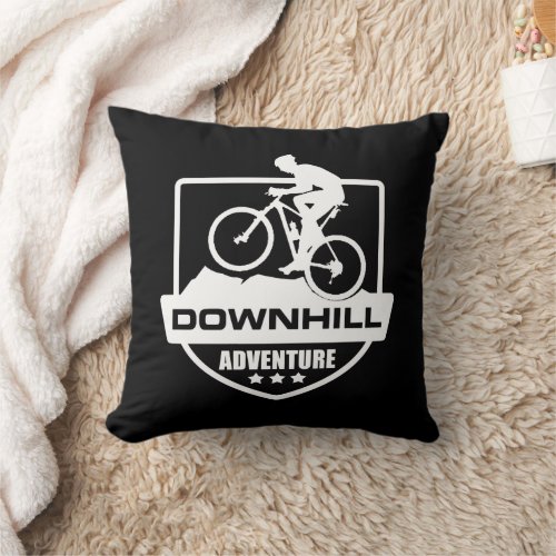 Downhill mountain biking throw pillow