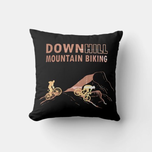 Downhill mountain biking throw pillow