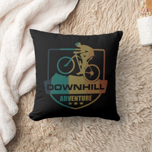 Downhill mountain biking throw pillow