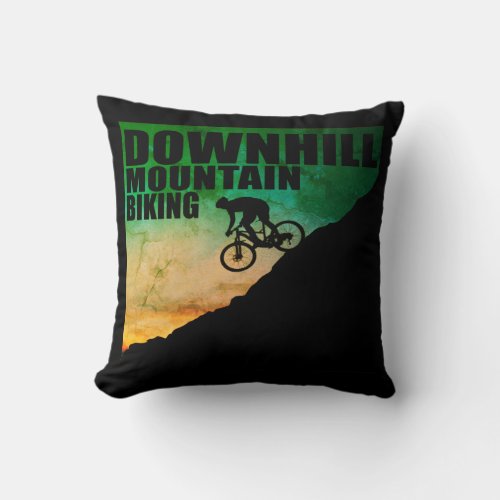 Downhill mountain biking throw pillow