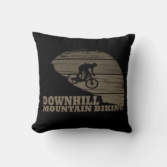  Downhill Mountain Biking Throw Pillow (Front)