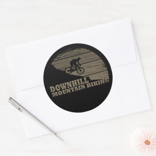 Downhill mountain biking vintage classic round sticker