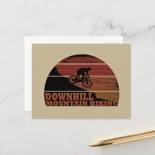 Downhill mountain biking vintage holiday postcard