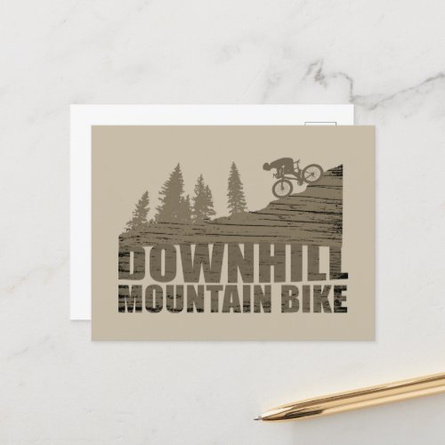 Downhill mountain biking vintage holiday postcard
