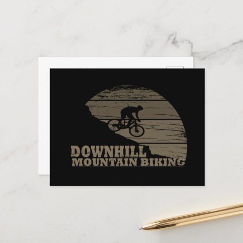 Downhill mountain biking vintage holiday postcard