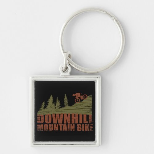 Downhill mountain biking vintage keychain