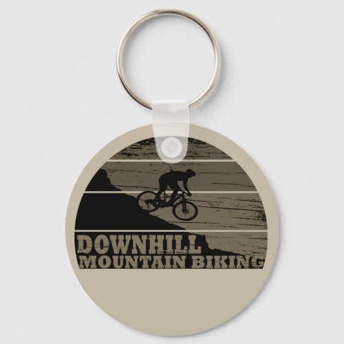 Downhill mountain biking vintage keychain