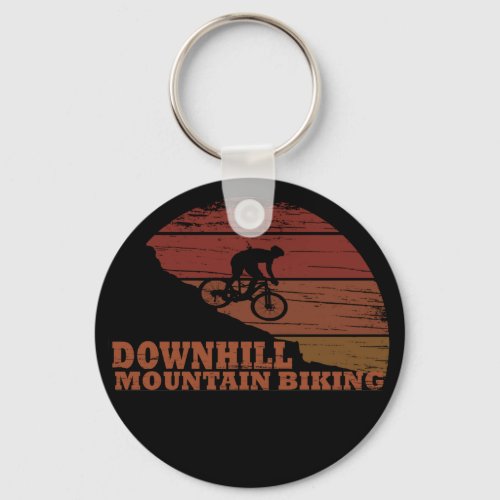 Downhill mountain biking vintage keychain