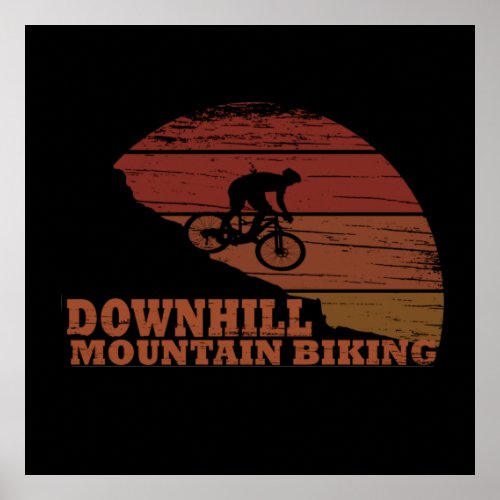 Downhill mountain biking vintage poster