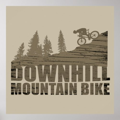 Downhill mountain biking vintage poster