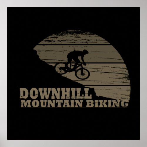 Downhill mountain biking vintage poster