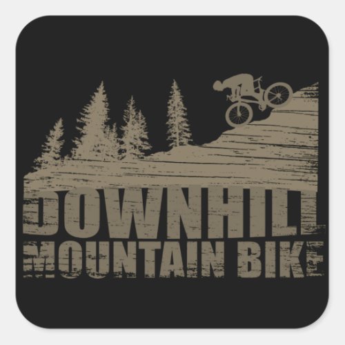 Downhill mountain biking vintage square sticker