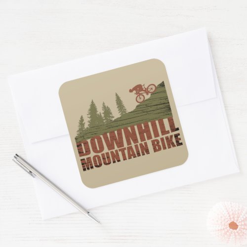 Downhill mountain biking vintage square sticker