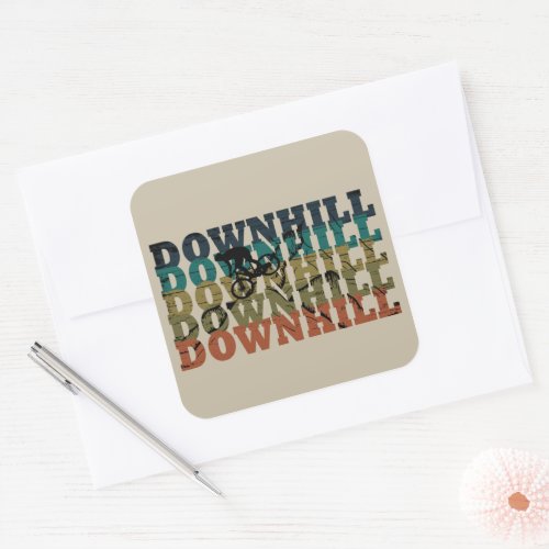 Downhill mountain biking vintage square sticker