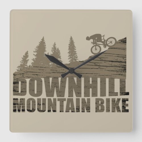 Downhill mountain biking vintage square wall clock