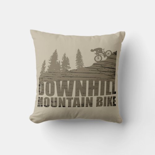 Downhill mountain biking vintage throw pillow