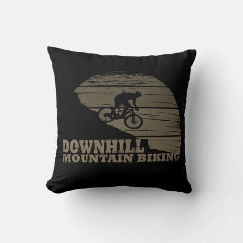Downhill mountain biking vintage throw pillow