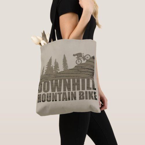 Downhill mountain biking vintage tote bag