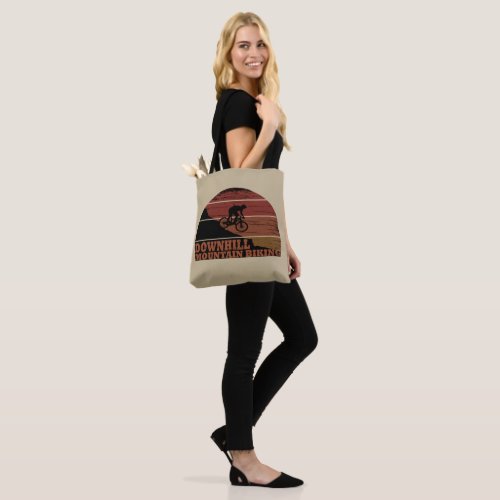 Downhill mountain biking vintage tote bag