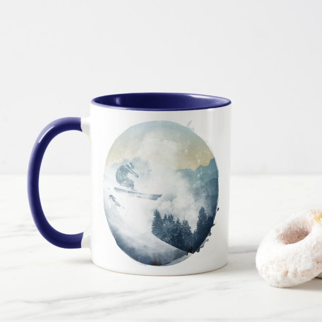 Downhill Mountain Powder Skier Mug (With Donut)