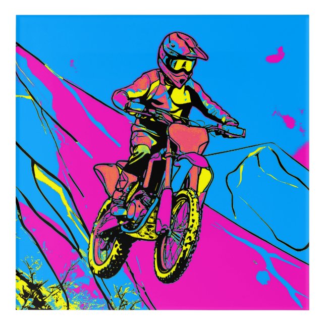 Downhill Mountain Run - Motocross Rider Acrylic Print (Front)