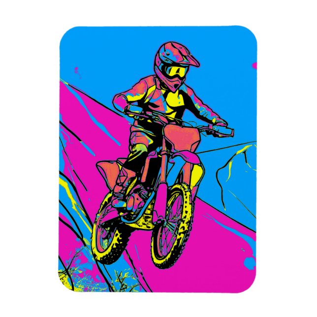 Downhill Mountain Run - Motocross Rider Magnet (Vertical)