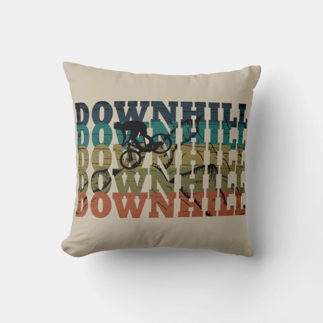 Downhill MTB Throw Pillow (Front)