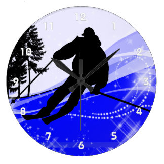 Downhill Skiing Clocks, Downhill Skiing Wall Clock Designs