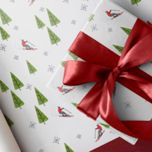 Downhill Ski Pattern Wrapping Paper