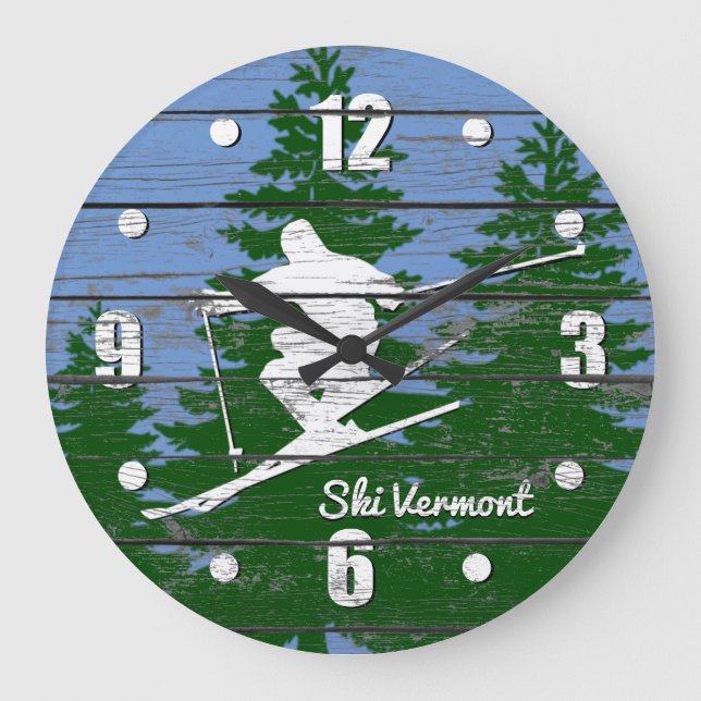 Downhill Ski Personalize Large Clock (Front)