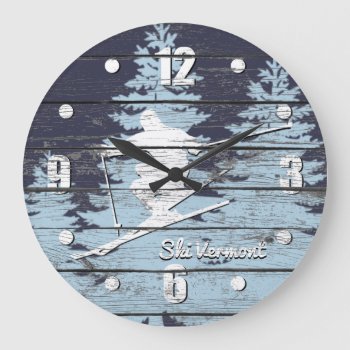 Downhill Ski Personalize Large Clock by WRAPPED_TOO_TIGHT at Zazzle