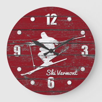 Downhill Ski Personalize Large Clock by WRAPPED_TOO_TIGHT at Zazzle