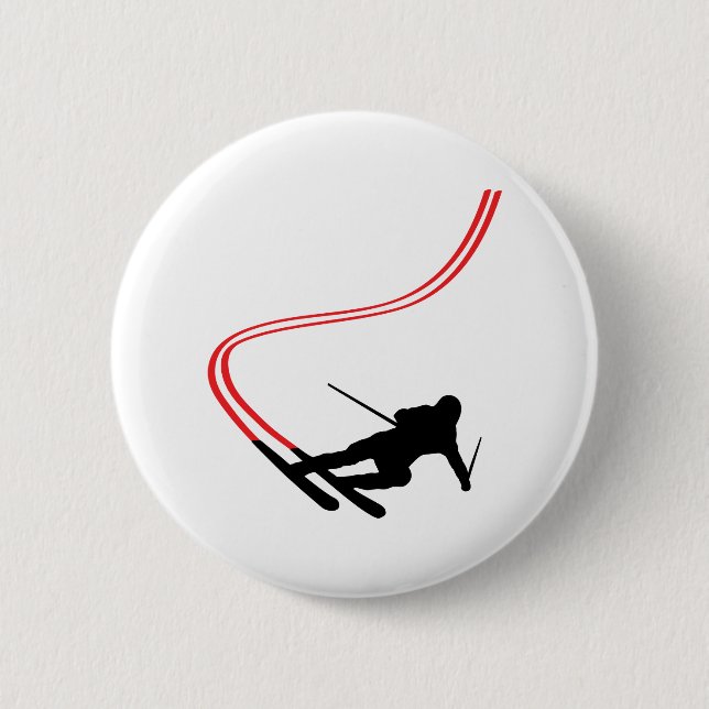 downhill ski skiing red track button (Front)