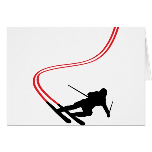 downhill ski skiing red track cards (Front Horizontal)