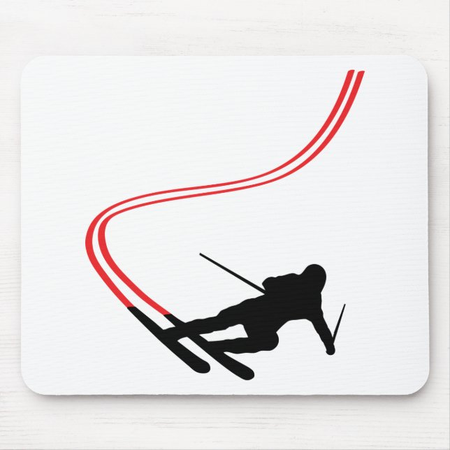 downhill ski skiing red track mouse pad (Front)