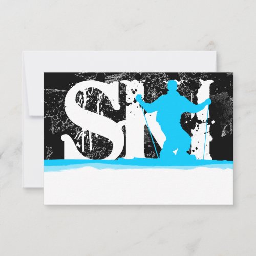 downhill ski stripes invitation