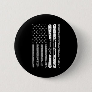 Downhill ski team 4th of july usa american flag button
