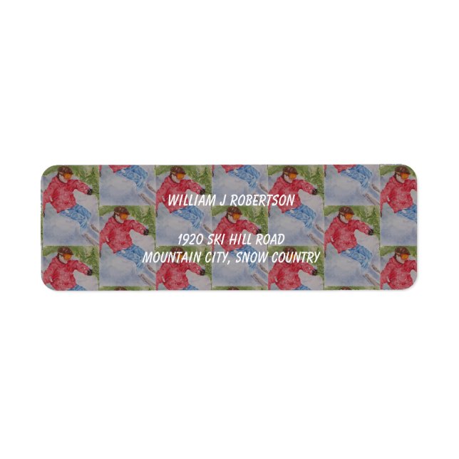 DOWNHILL SKIER ADDRESS LABEL (Front)