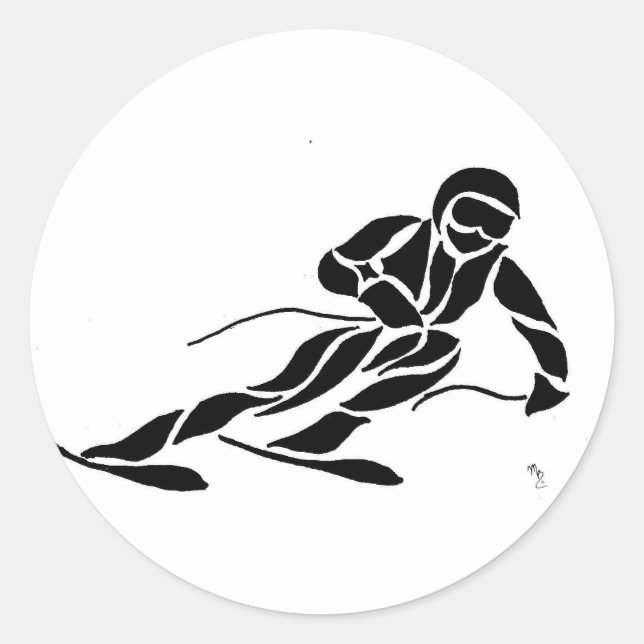 Downhill Skier Classic Round Sticker (Front)
