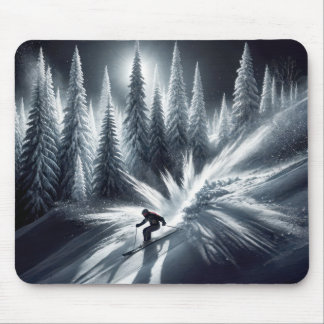 Downhill Skier In the Moonlight Mouse Pad