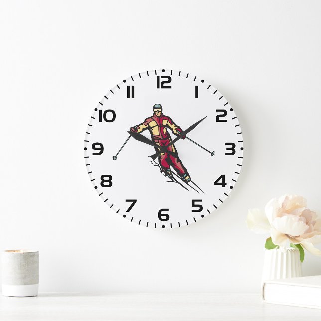 Downhill Skier Large Clock (Creator Uploaded)