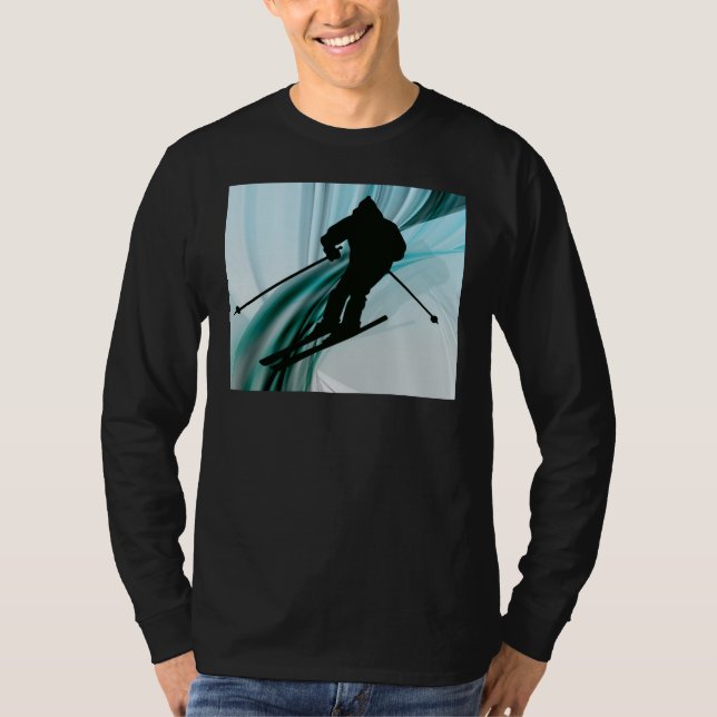 Downhill Skier on Icy Ribbons T-Shirt (Front)