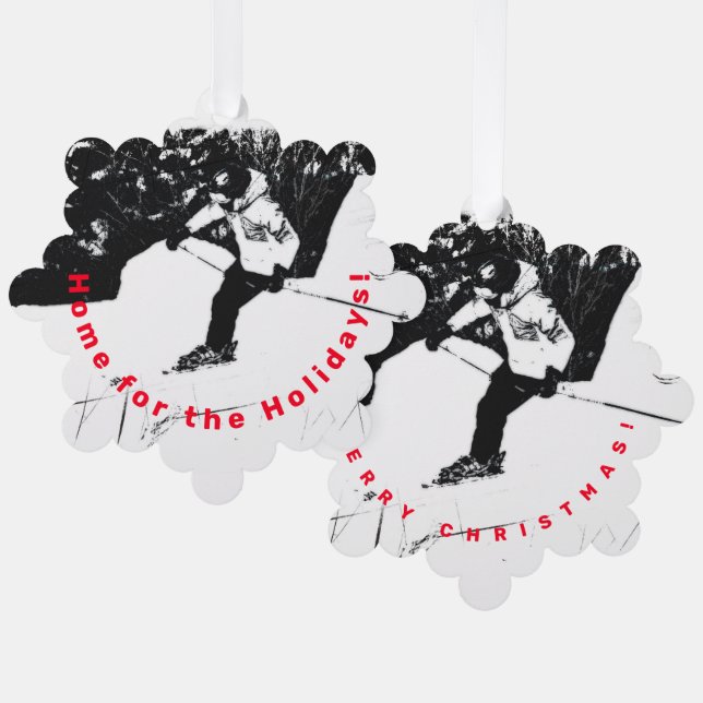 Downhill Skier  Ornament Card (Front/Back)