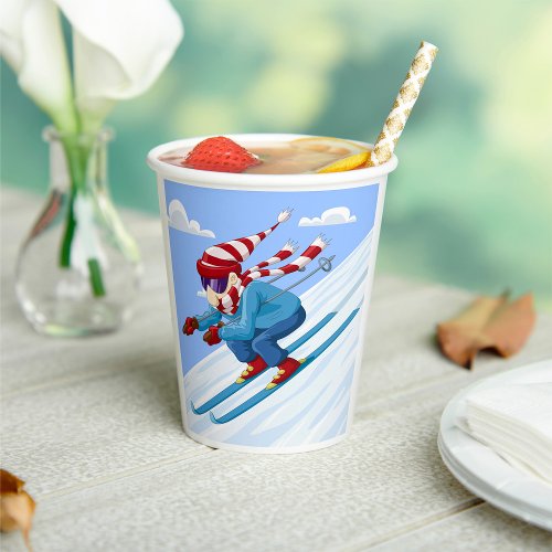 Downhill Skier Paper Cups